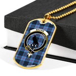 MacKie Blue Scottish Clan Tartan Military Dog Tag Necklace Jewelry
