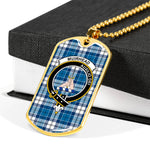 Muirhead Blue Scottish Clan Tartan Military Dog Tag Necklace Jewelry