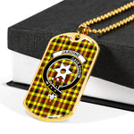 Jardine Yellow Scottish Clan Tartan Military Dog Tag Necklace Jewelry