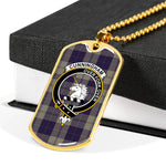 Cunningham Dress Blue Dancers Scottish Clan Tartan Military Dog Tag Necklace Jewelry