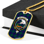 Hutton Scottish Clan Tartan Military Dog Tag Necklace Jewelry