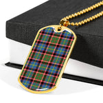 Glass Scottish Clan Tartan Military Dog Tag Necklace Jewelry