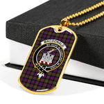 MacDonald Clan Ranald Modern Scottish Clan Tartan Military Dog Tag Necklace Jewelry
