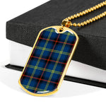 Grewar Scottish Clan Tartan Military Dog Tag Necklace Jewelry