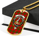 Dewar Scottish Clan Tartan Military Dog Tag Necklace Jewelry