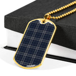Navy Formal Dress Grey Scottish Clan Tartan Military Dog Tag Necklace Jewelry