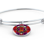 Scotstee Shop - Cameron Of Lochiel Modern Clan Scotland Tartan Plaid Charm Circle Bangle Bracelet Jewelry Gift  For Women