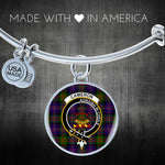 Scotstee Shop - Cameron Of Erracht Modern Clan Scotland Tartan Plaid Charm Circle Bangle Bracelet Jewelry Gift  For Women