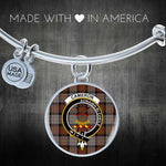 Scotstee Shop - Cameron Of Erracht Weathered Clan Scotland Tartan Plaid Charm Circle Bangle Bracelet Jewelry Gift  For Women