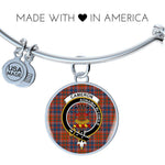 Scotstee Shop - Cameron Of Lochiel Ancient Clan Scotland Tartan Plaid Charm Circle Bangle Bracelet Jewelry Gift  For Women