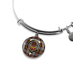 Scotstee Shop - Cameron Of Erracht Weathered Clan Scotland Tartan Plaid Charm Circle Bangle Bracelet Jewelry Gift  For Women