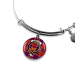 Scotstee Shop - Cameron Of Lochiel Modern Clan Scotland Tartan Plaid Charm Circle Bangle Bracelet Jewelry Gift  For Women