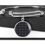 Scotstee Shop - Clergy Green Clan Scotland Tartan Plaid Charm Circle Bangle Bracelet Jewelry Gift  For Women