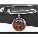 Scotstee Shop - Cameron Of Lochiel Ancient Clan Scotland Tartan Plaid Charm Circle Bangle Bracelet Jewelry Gift  For Women