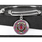 Scotstee Shop - Crawford Ancient Clan Scotland Tartan Plaid Charm Circle Bangle Bracelet Jewelry Gift  For Women