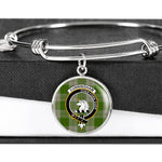 Scotstee Shop - Cunningham Dress Green Dancers Clan Scotland Tartan Plaid Charm Circle Bangle Bracelet Jewelry Gift  For Women