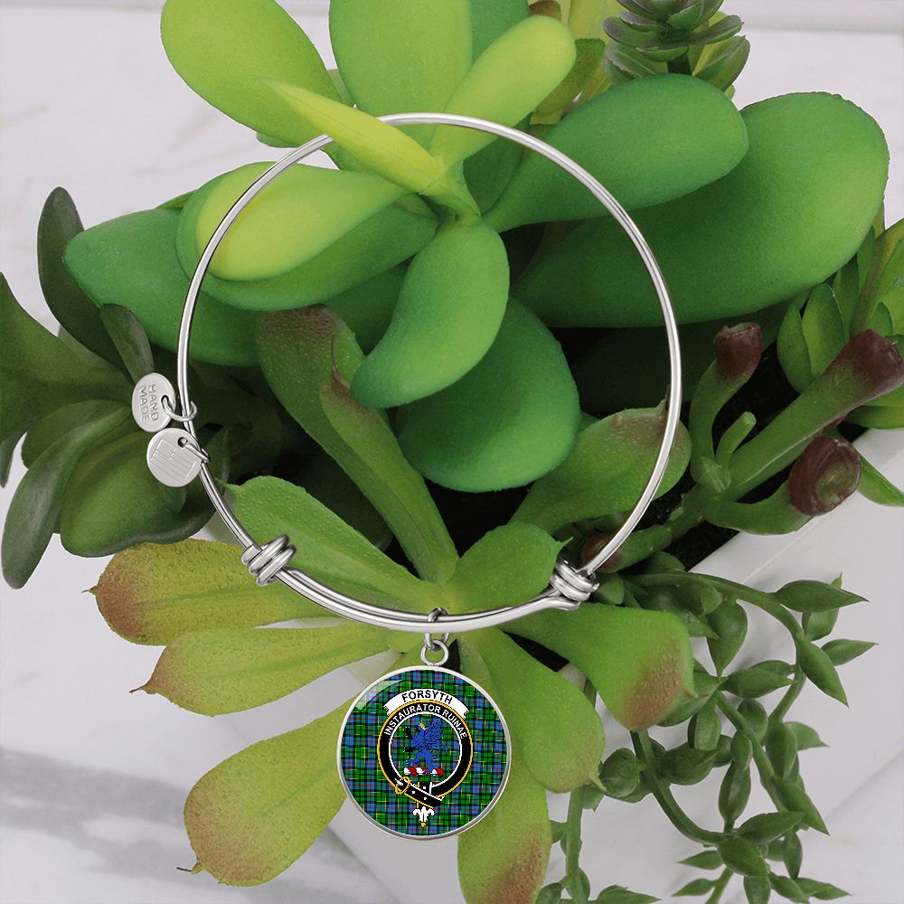 Scotstee Shop Jewelry Forsyth Clan Scotland Tartan Plaid Charm Circle Bangle Bracelet Jewelry Gift  For Women