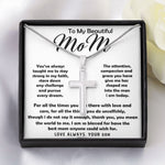 To My Beautiful Mom Necklace The Best Mom Anyone Could Wish For, Mother's Day Gift Necklace Mother's Day Artisan Crafted Cross Necklace