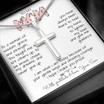To My Mom Necklace To A Woman Of Wisdom Gift For Mom From Son Mother's Day Artisan Crafted Cross Necklace