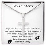Mom Necklace, Mom To Be Necklace, Pregnancy Gift For Mom To Be, Mommy Present From Unborn Baby, Gift For Expecting Moms Mother's Day Artisan Crafted Cross Necklace