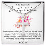 Mother-In-Law Necklace, Necklace Gift For Boyfriend's Mom, To My Boyfriend's Mom Gift, Future Mother-In-Law Mother's Day Artisan Crafted Cross Necklace