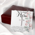 To Mom - From Bonus Daughter - Woman Like No Other Mother's Day Necklace Mother's Day Artisan Crafted Cross Necklace