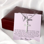 Gift For Mom From Son To My Caring Mum Necklace, Gift For Mother's Day Jewelry Mother's Day Artisan Crafted Cross Necklace