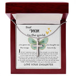Mom Necklace Gift - Daughter Gift To Best Mom, You Gave Me The Wings To Fly Mom Necklace Mother's Day Artisan Crafted Cross Necklace
