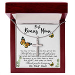 Stepmom Necklace, To My Bonus Mom Gift Neckalce, Thank For You Loving Me As Your Own Mother's Day Artisan Crafted Cross Necklace