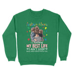 Autism Mom Living My Best Life Awesome Breast Cancer Awareness Sweatshirt - Scotstee Shop