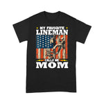 Scotstee Shop - Awesome My Favorite Lineman Calls Me Mom Usa Flag 4th Of July Shirt Lineman Shirts Power Lineman Tee Shirts