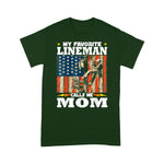 Scotstee Shop - Awesome My Favorite Lineman Calls Me Mom Usa Flag 4th Of July Shirt Lineman Shirts Power Lineman Tee Shirts