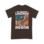 Scotstee Shop - Awesome My Favorite Lineman Calls Me Mom Usa Flag 4th Of July Shirt Lineman Shirts Power Lineman Tee Shirts