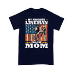 Scotstee Shop - Awesome My Favorite Lineman Calls Me Mom Usa Flag 4th Of July Shirt Lineman Shirts Power Lineman Tee Shirts