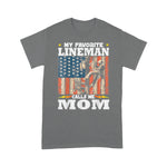 Scotstee Shop - Awesome My Favorite Lineman Calls Me Mom Usa Flag 4th Of July Shirt Lineman Shirts Power Lineman Tee Shirts