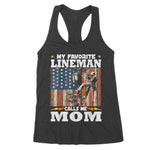 Awesome My Favorite Lineman Calls Me Mom Usa Flag Women's Tank Top - Scotstee Shop