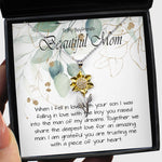 Boyfriend’s Mom Necklace, Gift For Boyfriend’s Mom, To My Boyfriends Mom Necklace Sunflower Pendant Necklace