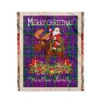 Personalized Gift Plaid Tartan Blanket Clan Wardlaw With Moose Lover Xmas Gift Santa Riding Christmas Fleece Blanket