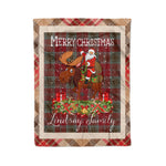 Personalized Gift Plaid Tartan Blanket Clan Lindsay With Moose Lover Xmas Gift Santa Riding Christmas Fleece Blanket