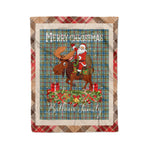Personalized Gift Plaid Tartan Blanket Clan Balfour With Moose Lover Xmas Gift Santa Riding Christmas Fleece Blanket