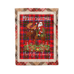 Personalized Gift Plaid Tartan Blanket Clan MacKillop With Moose Lover Xmas Gift Santa Riding Christmas Fleece Blanket