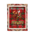 Personalized Gift Plaid Tartan Blanket Clan Seton With Moose Lover Xmas Gift Santa Riding Christmas Fleece Blanket