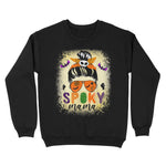 Standard Crew Neck Sweatshirt - Spooky Mama Messy Skull mom scary leopard witch Halloween - Scotstee Shop