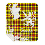 Scotstee Shop - Tartan Blanket Thistle and Lion Scottish Clan Jardine Yellow Plaid Blanket - Sherpa Blanket