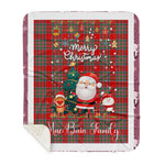 Personalized Gift Tartan Plaid Blanket Clan MacBain With Funny Santa Snowman Reindeer Merry Christmas Gift Sherpa Blanket, blue plaid sherpa blanket,blue tartan sherpa blanket,Buchan,buffalo plaid sherpa blanket,christmas sherpa blanket,Christmas Throw Blanket