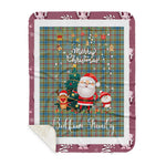 Personalized Gift Tartan Plaid Blanket Clan Balfour With Funny Santa Snowman Reindeer Merry Christmas Gift Sherpa Blanket, blue plaid sherpa blanket,blue tartan sherpa blanket,Buchan,buffalo plaid sherpa blanket,christmas sherpa blanket,Christmas Throw Blanket