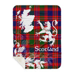 Sherpa Blanket - Tartan Blanket Thistle and Lion Scottish Clan MacIntyre Plaid Blanket, plaid sherpa blanket queen,purple sherpa blanket,queen sherpa blanket,queen size sherpa blanket,red sherpa blanket,scottish tartan blankets,sherpa blanket,sherpa christmas blanket