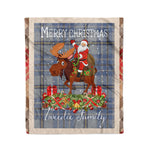 Personalized Gift Plaid Tartan Blanket Clan Tweedie With Moose Lover Xmas Gift Santa Riding Christmas Fleece Blanket