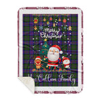 Personalized Gift Tartan Plaid Blanket Clan MacCallum of Berwick With Funny Santa Snowman Reindeer Merry Christmas Gift Sherpa Blanket, blue plaid sherpa blanket,blue tartan sherpa blanket,Buchan,buffalo plaid sherpa blanket,christmas sherpa blanket,Christmas Throw Blanket