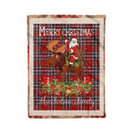 Personalized Gift Plaid Tartan Blanket Clan MacFarlane With Moose Lover Xmas Gift Santa Riding Christmas Fleece Blanket